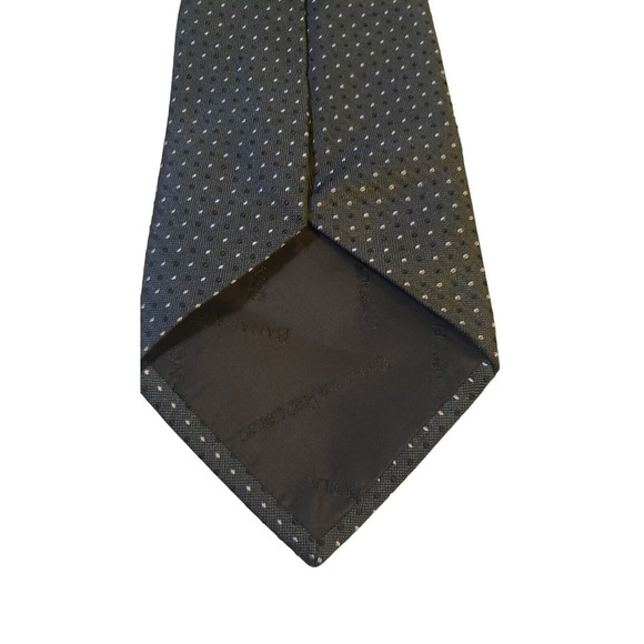 Banana Republic Mens Tie Necktie Dark Green White Micro Dot Silk Classic Length - Picture 6 of 12